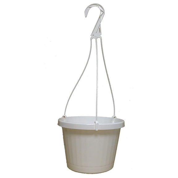 10 New ~ 10 Inch Hanging Basket Plastic Nursery Pots ~ White ~ Pots are 9 Inch Round at The Top and 6.2 Inch Deep and Includes Internal Dish.