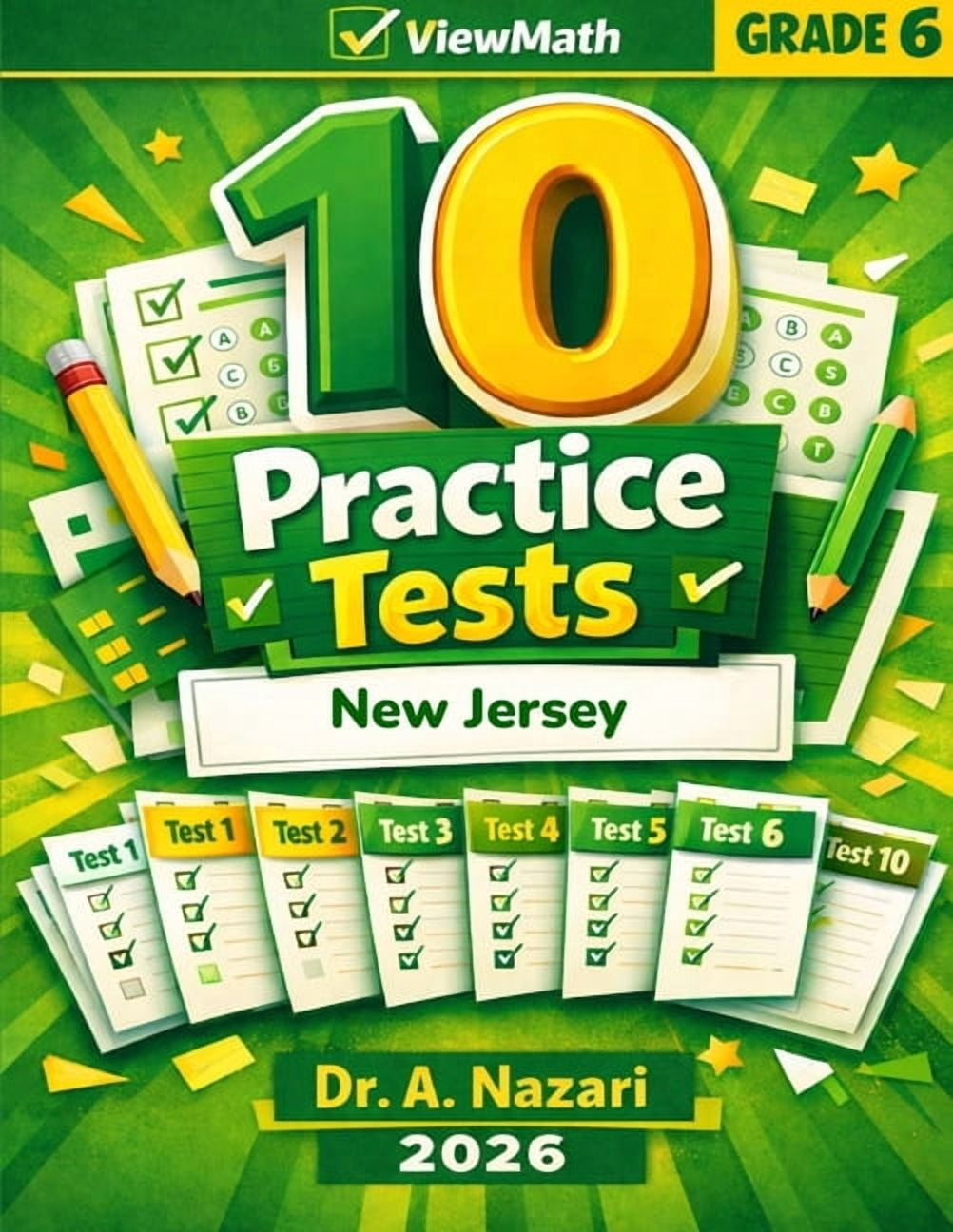 10 New Jersey NJSLA Grade 6 Math Practice Tests: The Ultimate Test Prep Collection with Answer Explanations, (Paperback)