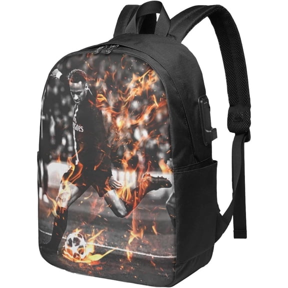 #10 Neymar Adult Backpacks Bag Laptop Bag Bookbag Usb Backpack 17 Inch For Daily, Black