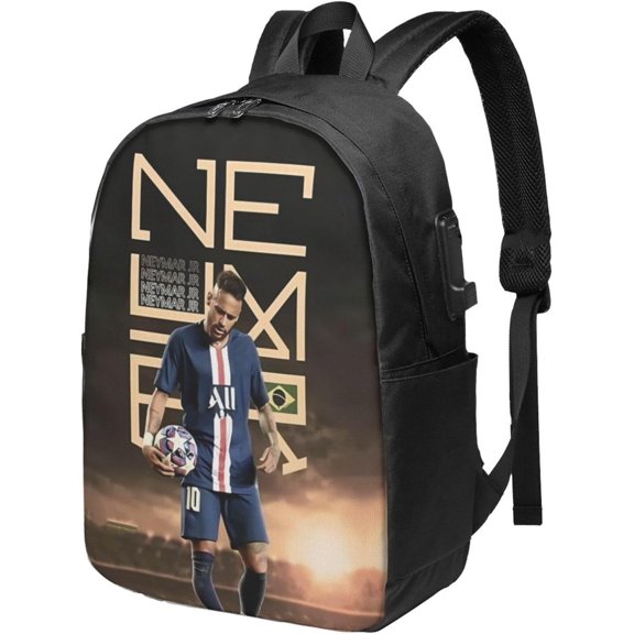 #10 Neymar Adult Backpacks Bag Laptop Bag Bookbag Usb Backpack 17 Inch For Daily, Black