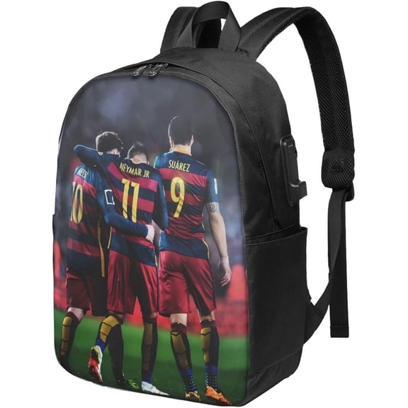 #10 Neymar Adult Backpacks Bag Laptop Bag Bookbag Usb Backpack 17 Inch For Daily, Black