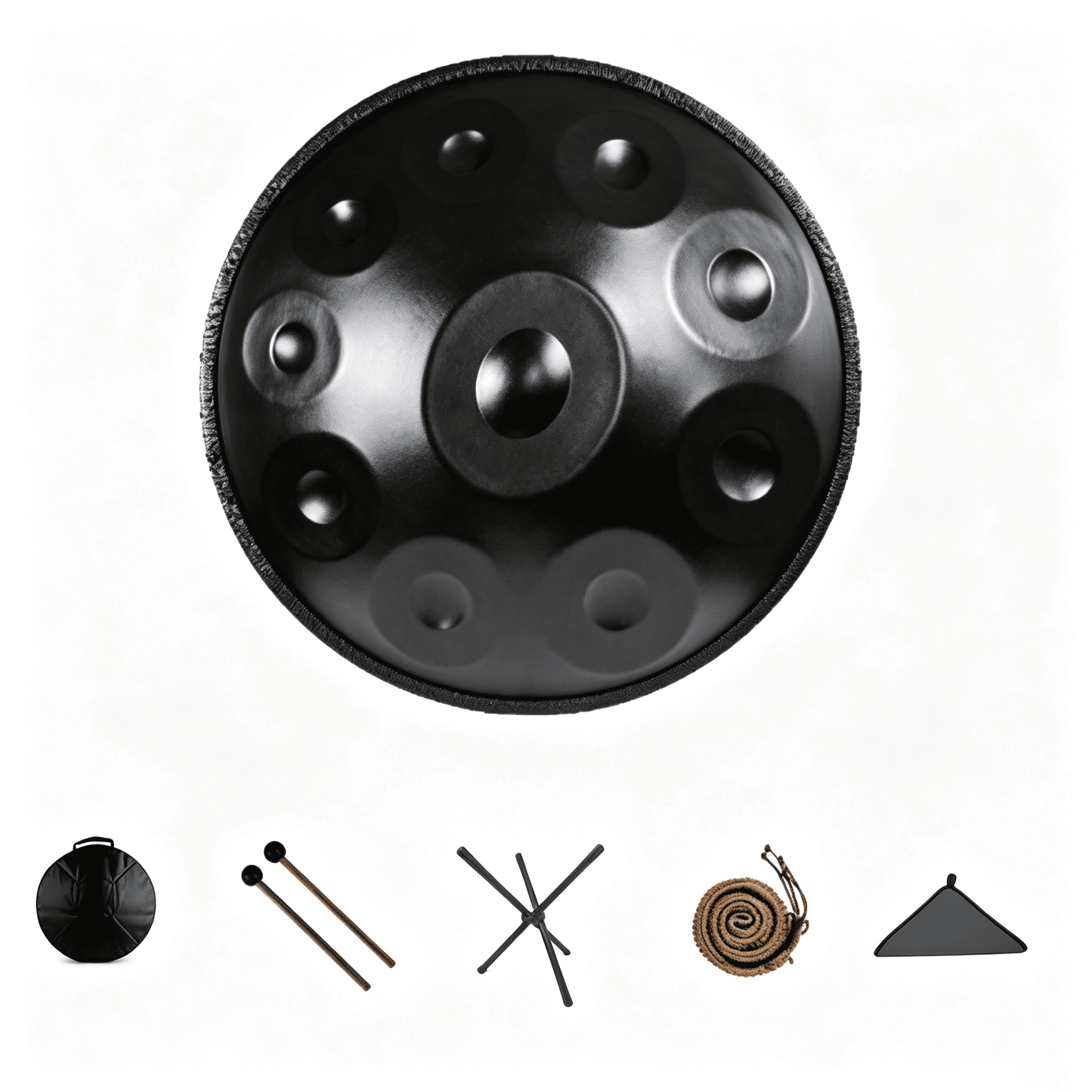 10 Notes Black Solid Color Handpan Drum Steel Percussion Instrument