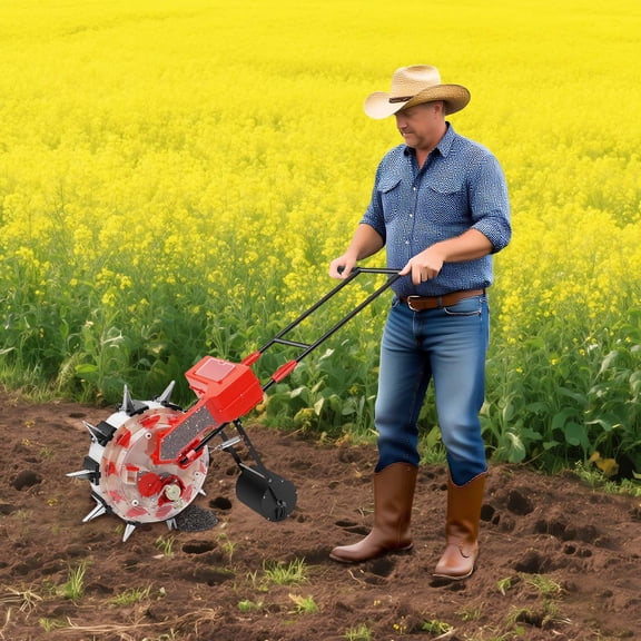 10Nozzle Manual Garden Seeder Planter Large Capacity HandPush Precision Row Planter with Adjustable Seed Depth & Spacing, Easy Glide Roller for Corn, Beans, Peanuts