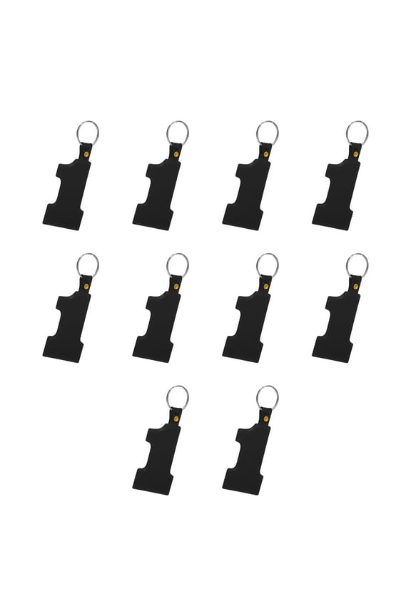 10 Number 1 Soft Plastic Keychains Pack - Flexible, Durable Key ring - Black