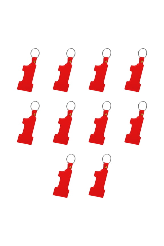 10 Number 1 Soft Plastic Keychains Pack - Flexible, Durable Key ring - Red