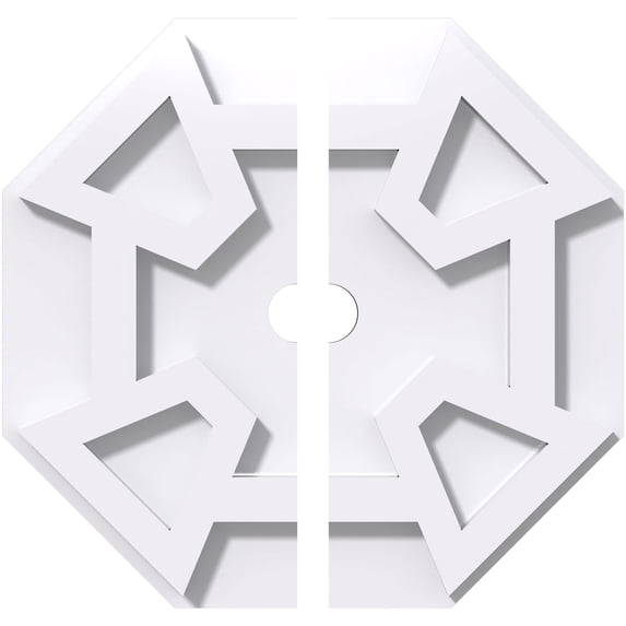 10"OD x 1"ID x 3 1/2"C x 1"P Logan Architectural Grade PVC Contemporary Ceiling Medallion, Two Piece