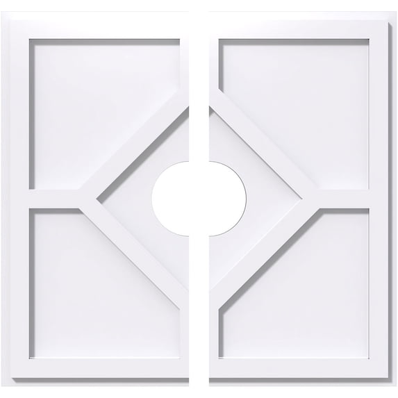 10"OD x 2"ID x 3 1/2"C x 1"P Embry Architectural Grade PVC Contemporary Ceiling Medallion, Two Piece