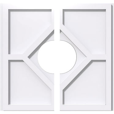 10"OD x 3"ID x 3 1/2"C x 1"P Embry Architectural Grade PVC Contemporary Ceiling Medallion, Two Piece