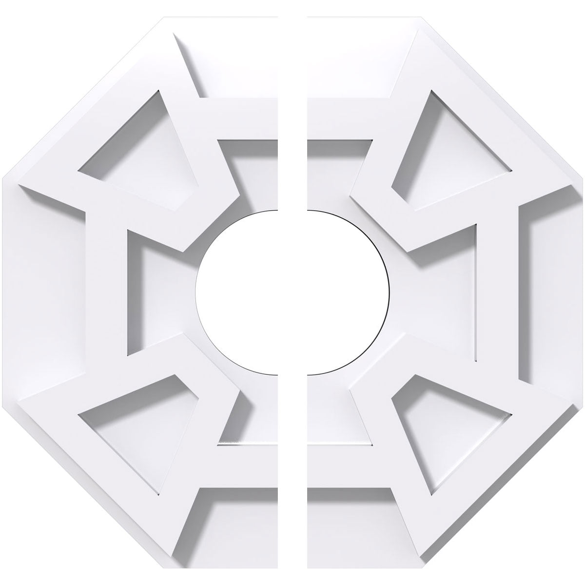 10" White PVC Contemporary Two-Piece Ceiling Medallion
