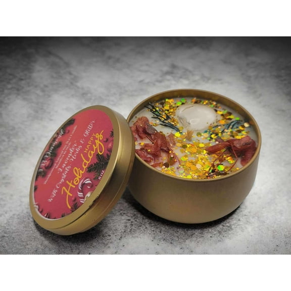 10 OZ Christmas Morning Candles Holiday Crystal Candle - Christmas Candle Soy Winter Candles Tealights Soy Aromatherapy - Handmade