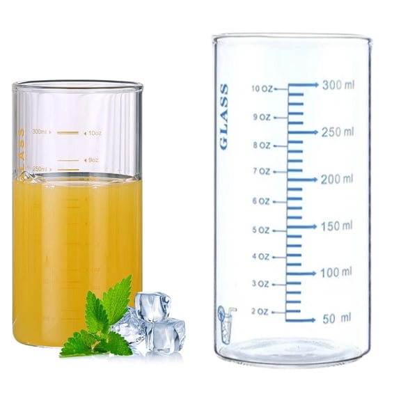 10 OZ Cup With Measurements for Drinking, Glass With Measurements for Milk,Juice,Milkshake, Vegetable, Coffee, Ice Cream,for Elderly, Beginners, Weight Loss