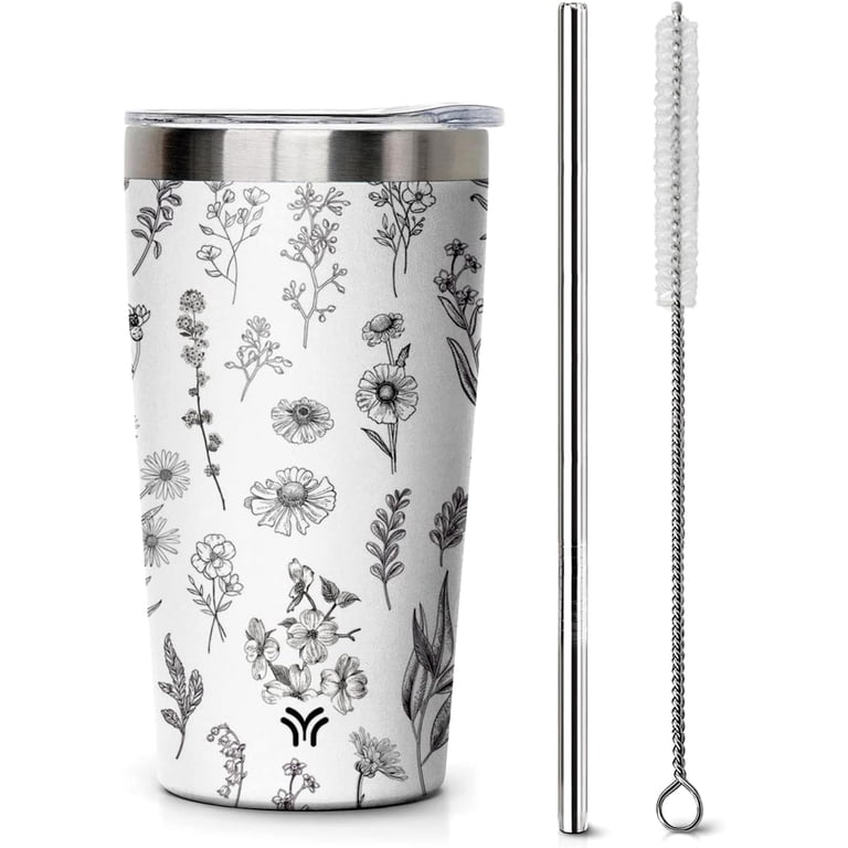 10 OZ Tumbler Stainless Steel Travel Coffee Mugs | Spill Proof Vacuum Insulated  Coffee Tumbler Cup with Straw Lid | Flowers - Walmart.com