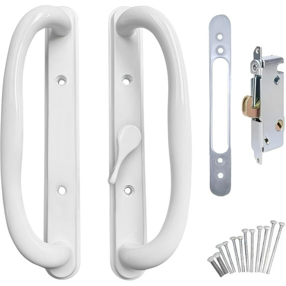 10" Olympus Sliding Patio Glass Door Center Latch Pull Handle Set Replacement with Mortise Lock - fits 3 ¹⁵/₁₆ inches Hole Spacing, and 1-1/4" to 2-1/4" Door Thickness - Fix and Repair Door Hardware