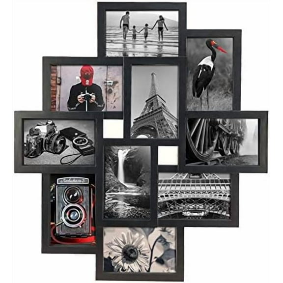 10 Opening 4x6 Black Collage Picture Frame Wall Hanging for 4 by 6 inch Multiple Photo Frames$$Home Decor, Kitchen, & Other