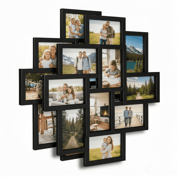 10 Opening 4x6 Collage Picture Frames, Horizontal and Vertical Black Multi Photo Frame for Wall Mount, Set of 2