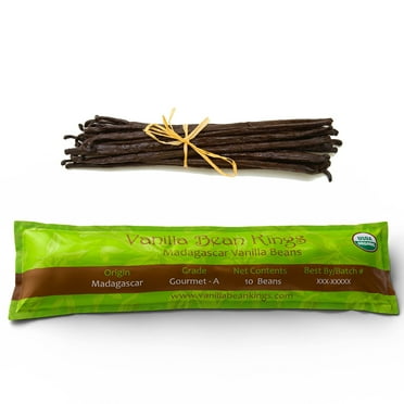 10 Organic Madagascar Vanilla Beans - Whole Grade A Vanilla Pods for Vanilla Extract and Baking