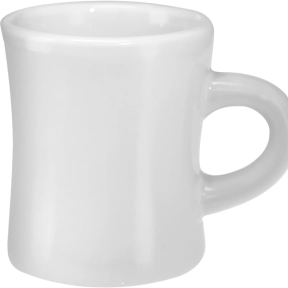 10-Ounce Ceramic Retro Diner Style Restaurant Mug, Two-finger C-handle (White, 4)
