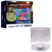 10 Ounce Light Up Tumbler with Color Changing LEDs, Reusable Plastic Party Cups, Automatic Light Activation, Flashing Drink Glasses for Events, Bars, and Glow Party Use