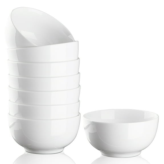 10 Ounce Porcelain Bowls Set, 8 Pieces 4.5 inch White Ceramic Bowls Set