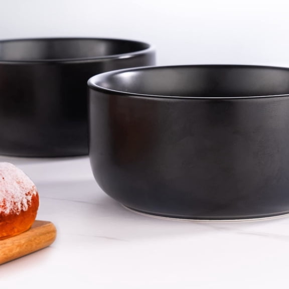 10 Ounces Ceramic Bowl Set - Porcelain Matte Small Bowls - Side Dishes for Desserts, Ice Cream, Snacks, Condiments, Souffle, Yogurt, Soup - Dipping Sauce Bowl Set of 4 (Black)