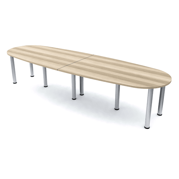 10' Oval Boat Shaped Conference Table with Power Modules And Post Legs