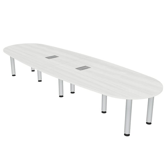 10' Oval Boat Shaped Conference Table with Power Modules And Post Legs