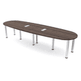 thumbnail image 1 of 10' Oval Boat Shaped Conference Table with Power Modules And Post Legs, 1 of 7