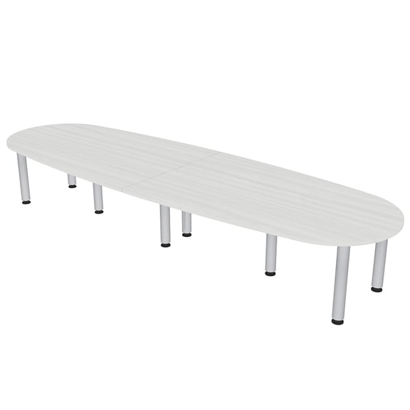 10' Oval Boat Shaped Conference Table with Power Modules And Post Legs