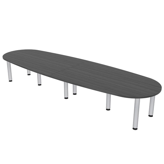10' Oval Boat Shaped Conference Table with Power Modules And Post Legs