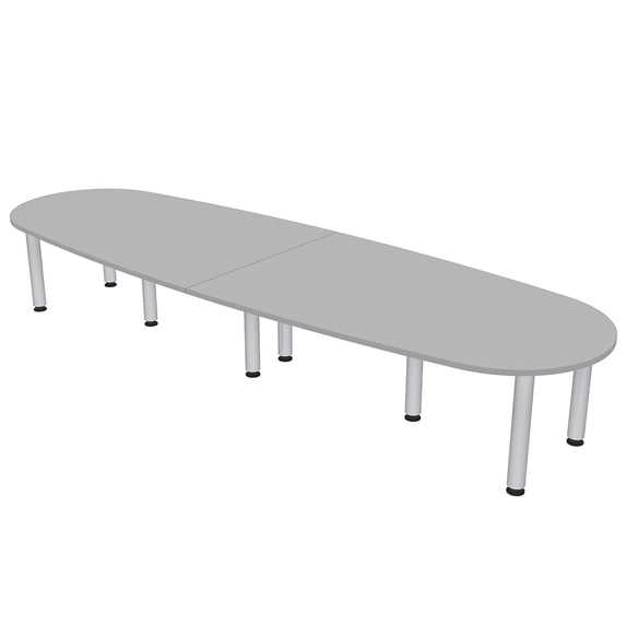 10' Oval Boat Shaped Conference Table with Power Modules And Post Legs