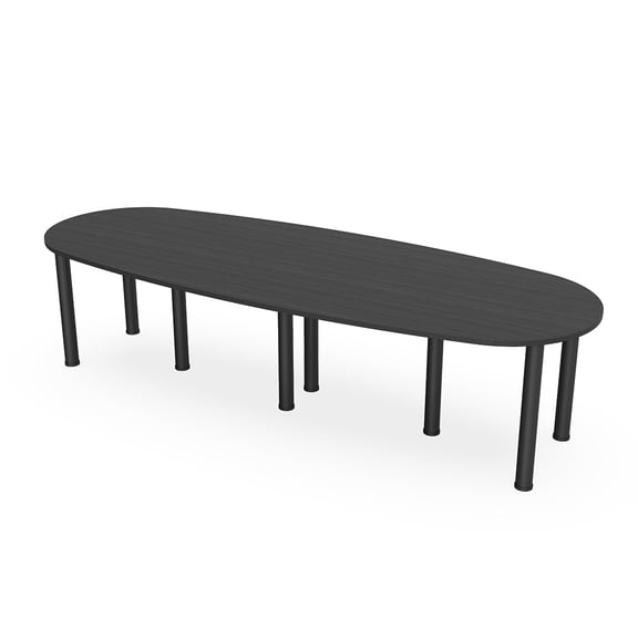 10' Oval Boat Shaped Conference Table with Power Modules And Post Legs