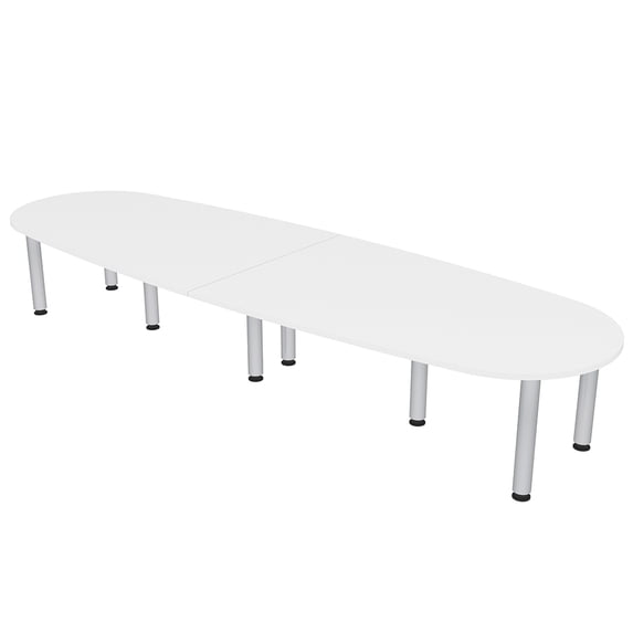 10' Oval Boat Shaped Conference Table with Power Modules And Post Legs