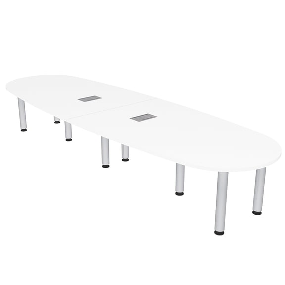 10' Oval Boat Shaped Conference Table with Power Modules And Post Legs