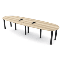 10' Oval Boat Shaped Conference Table with Power Modules And Post Legs
