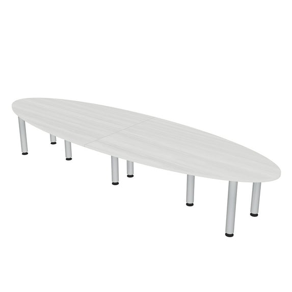 10' Oval Shaped Conference Room Table with Power Modules And Post Legs