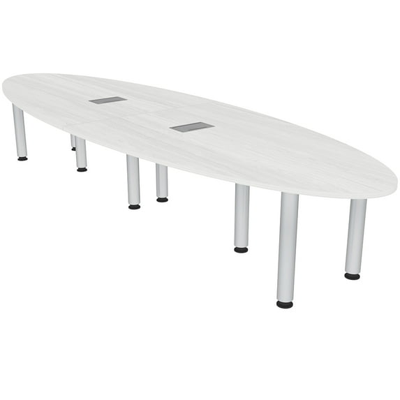 10' Oval Shaped Conference Room Table with Power Modules And Post Legs