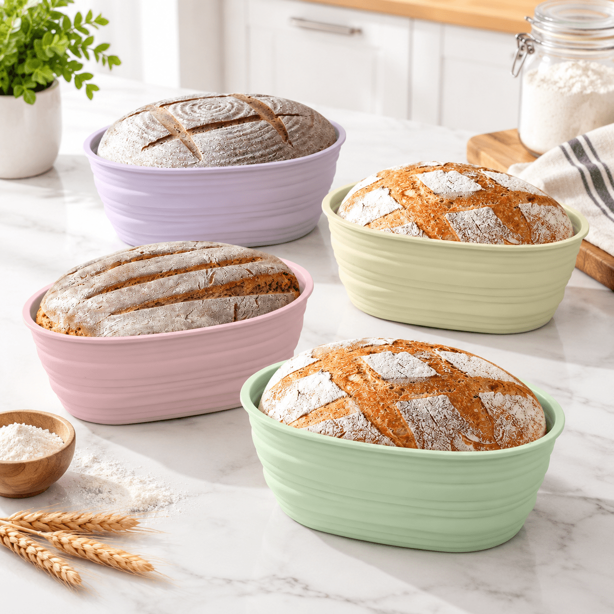 10" Oval Silicone Collapsible Banneton Bread Proofing Basket Sourdough ...