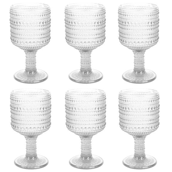 6Pcs Wine Glasses,300ml/10oz Vintage Goblets Wine Glasses, Glassware with Stems Dishwasher Safe,for Dinners, Parties and Bars,, Clear