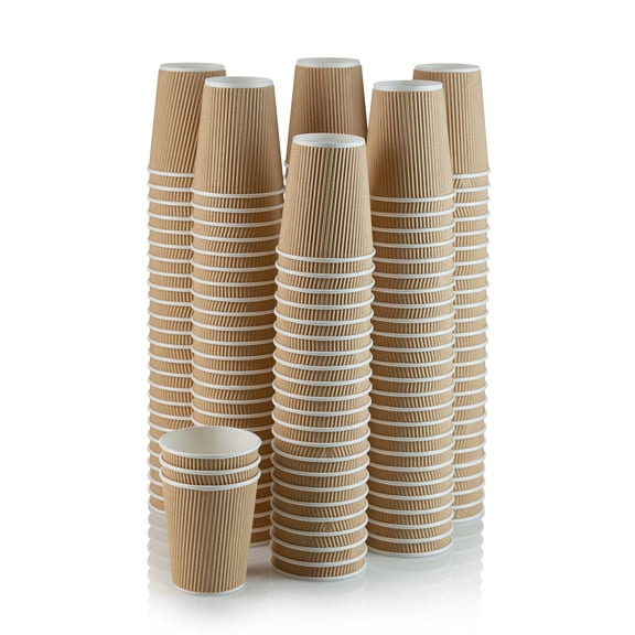 10 Oz Paper Cups 3 Layer Rippled Disposable for Hot and Cold Drinks