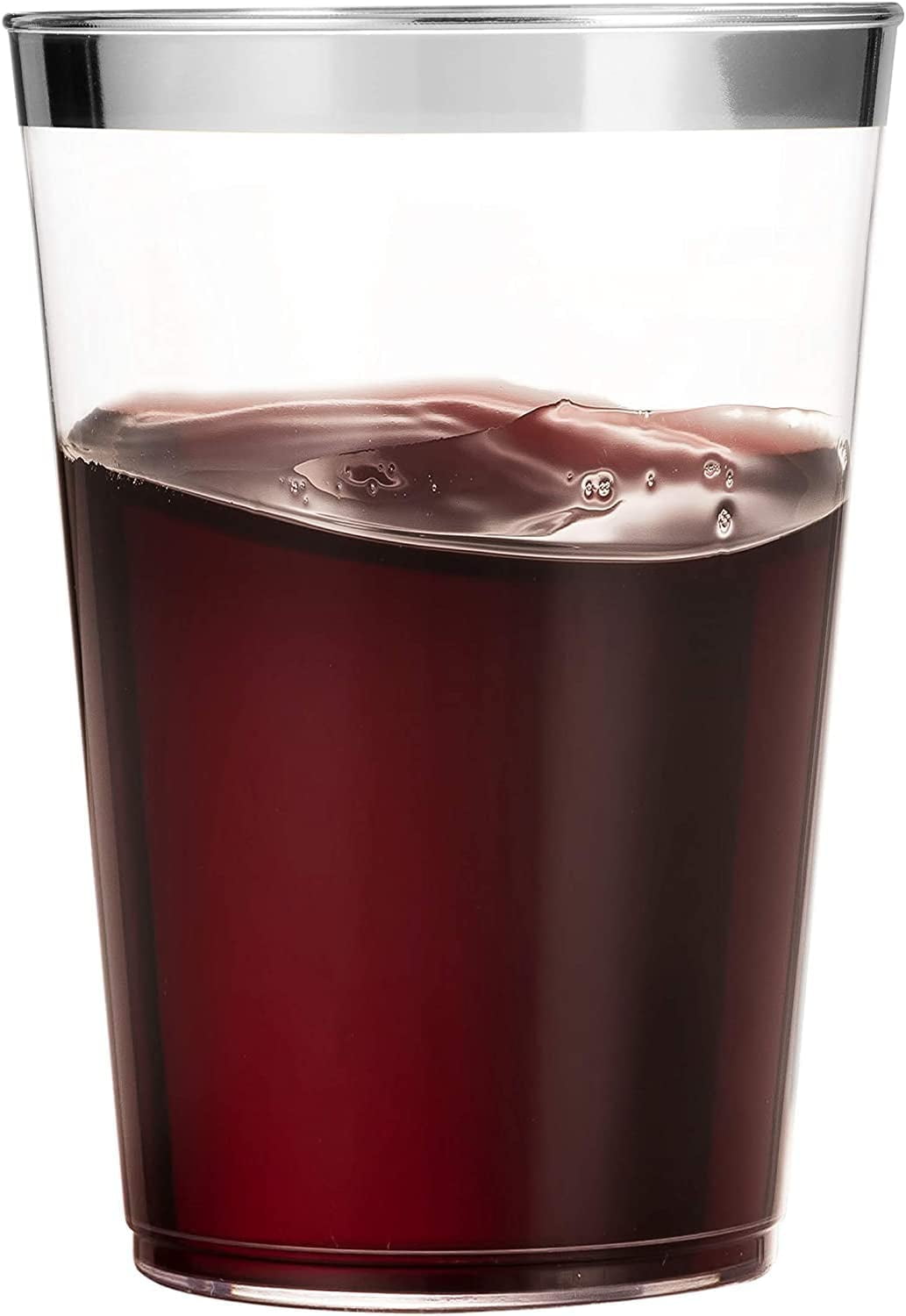 Amscan Silver Chevron Plastic Tumblers - 16oz, 16 Count, Party Cups, Elegant Disposable Drinkware