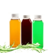 [10 PACK] 12 OZ Clear Square Plastic Juice Bottles with Tamper Evident Caps  - Cold Pressed - Smoothie Bottles - Ideal for Juices, Milk, Smoothies, Picnic's, Meal Prep Juice Containers by EcoQuality