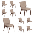 thumbnail image 1 of (10 PACK) 18.5'' Wide Beige Fabric Church Chair with Book Rack and Copper Vein Frame - Multipurpose Stackable Office Side Chair, 1 of 7