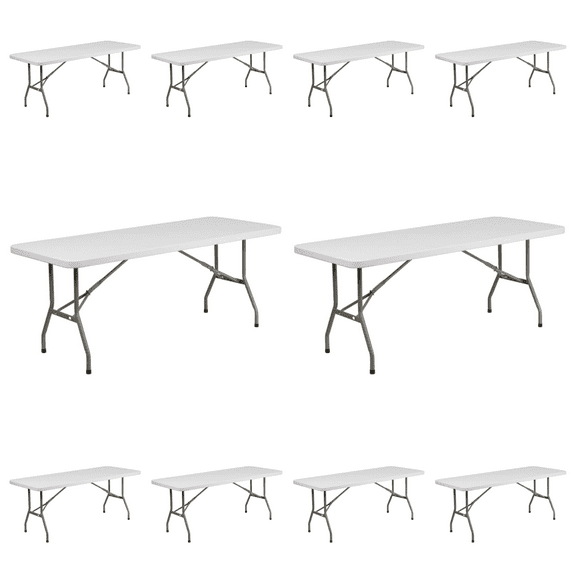 10 PACK 30" X 72" Granite White Plastic Folding Tables - 6-Foot Granite White Plastic Folding Table
