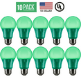 thumbnail image 1 of 10 PACK 3W LED A19 COLORED LIGHT BULB, NON-DIMMABLE, E26 MEDIUM BASE, GREEN, 1 of 5