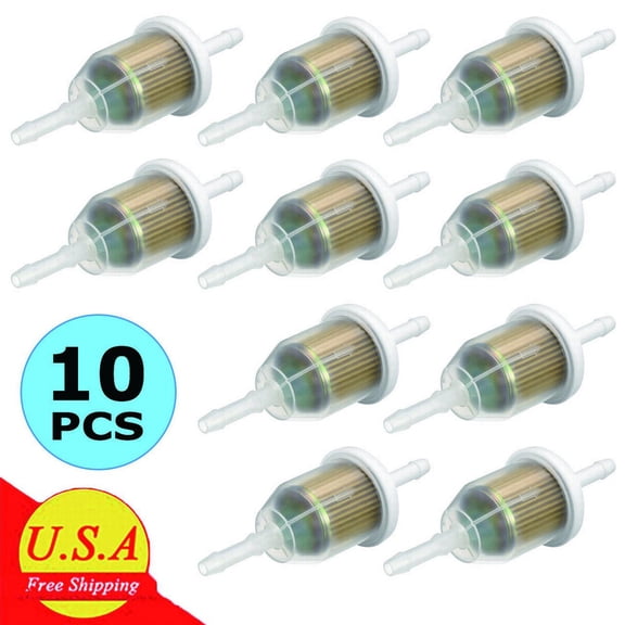 10 PACK 6MM x 8MM 1/4" 5/16" INLINE FUEL GAS FILTER For LAWN MOWER SMALL ENGINE