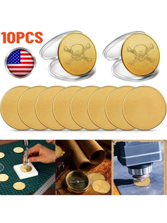 10 PACK Blank Challenge Coin for Laser Engraving, Threaded Edged Alloy Coins 40 mm with Acrylic Protection Box for DIY Crafts, Customization, Memorial, Gift