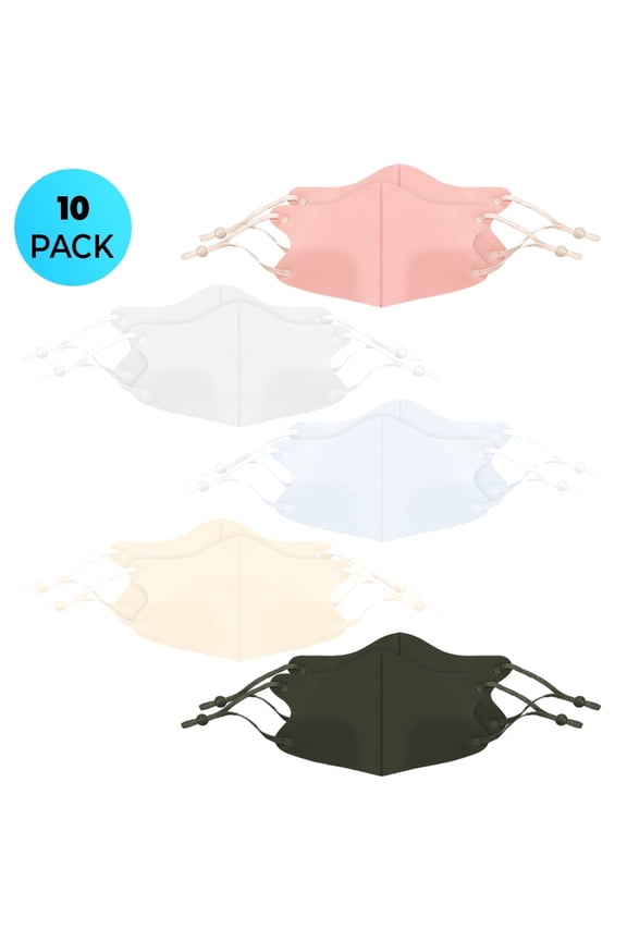 10 PACK Colorful Adjustable Face Mask Covers for Kids with Elastic Ear Loop Cover Full Face Anti-Dust, Unisex, Washable, Breathable, and Reusable (Kids)