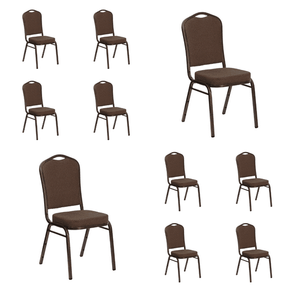 (10 PACK) Crown Back Banquet Dining Chair with Dark Brown Fabric - Commercial Quality Restaurant Chair