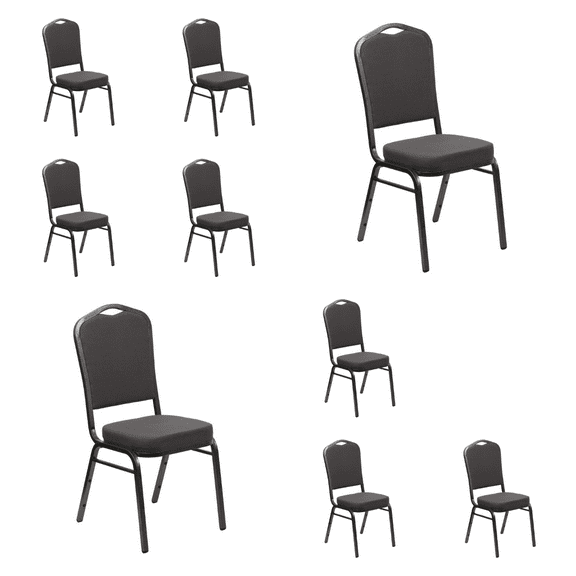 (10 PACK) Crown Back Banquet Dining Chair with Dark Gray Fabric - Commercial Quality Restaurant Chair
