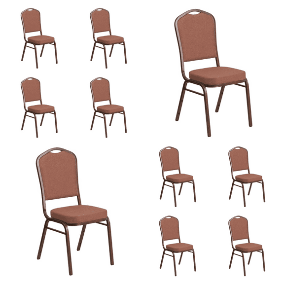 (10 PACK) Crown Back Banquet Dining Chair with Light Brown Fabric - Commercial Quality Restaurant Chair